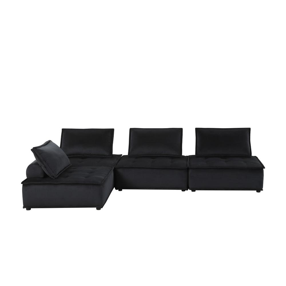 Anna Black Velvet 4 Pc Sectional Sofa - Lilola Home
