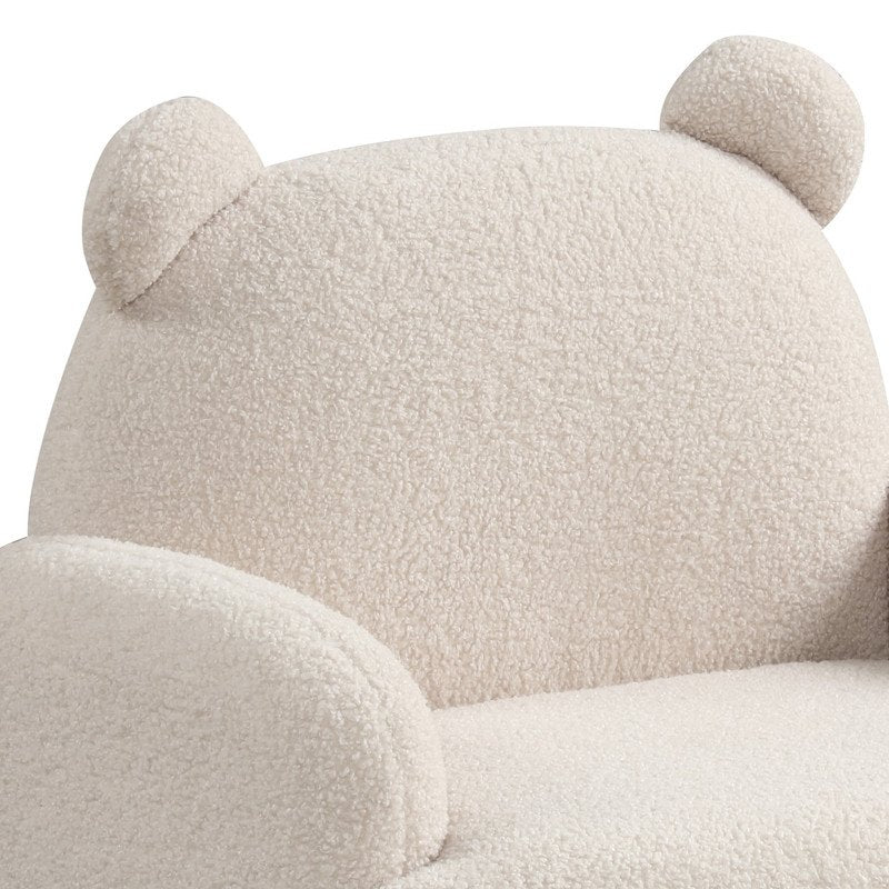 Raelynn 25.5''W Beige Sherpa Bear-Shaped Kids Armchair - Lilola Home