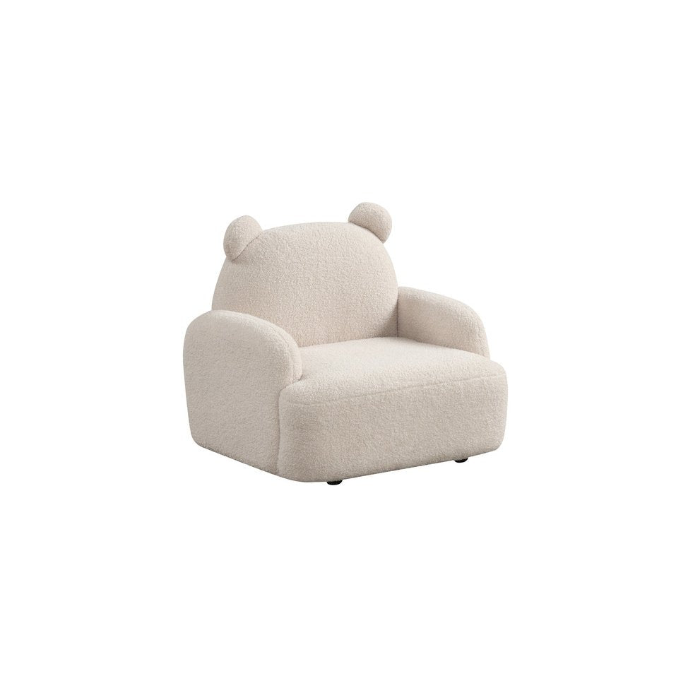 Raelynn 25.5''W Beige Sherpa Bear-Shaped Kids Armchair - Lilola Home