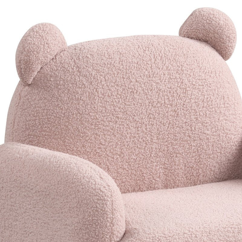 Raelynn 25.5''W Pink Sherpa Bear-Shaped Kids Armchair - Lilola Home