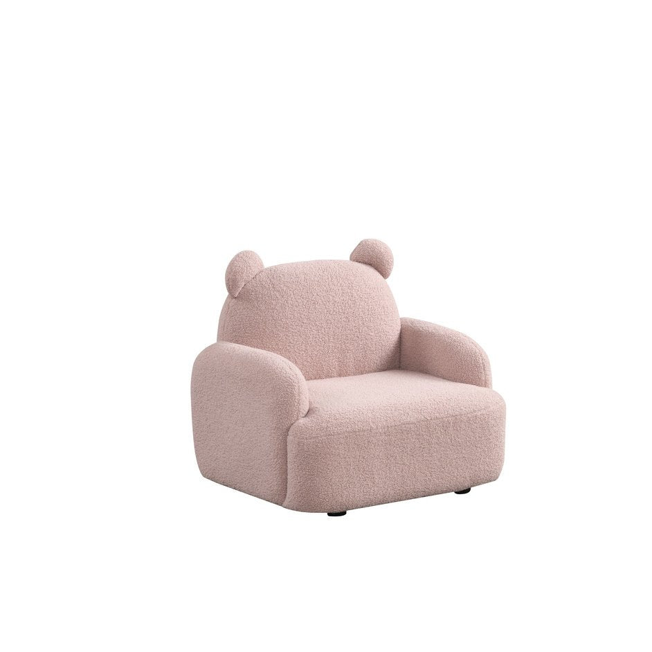 Raelynn 25.5''W Pink Sherpa Bear-Shaped Kids Armchair - Lilola Home