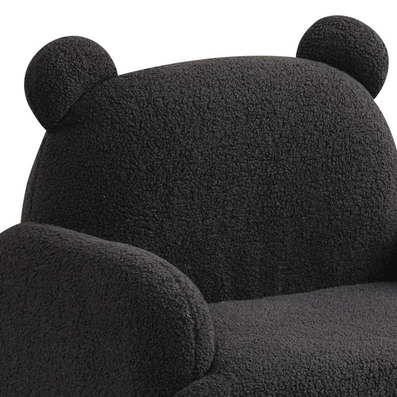 Raelynn 25.5''W Black Sherpa Bear-Shaped Kids Armchair - Lilola Home