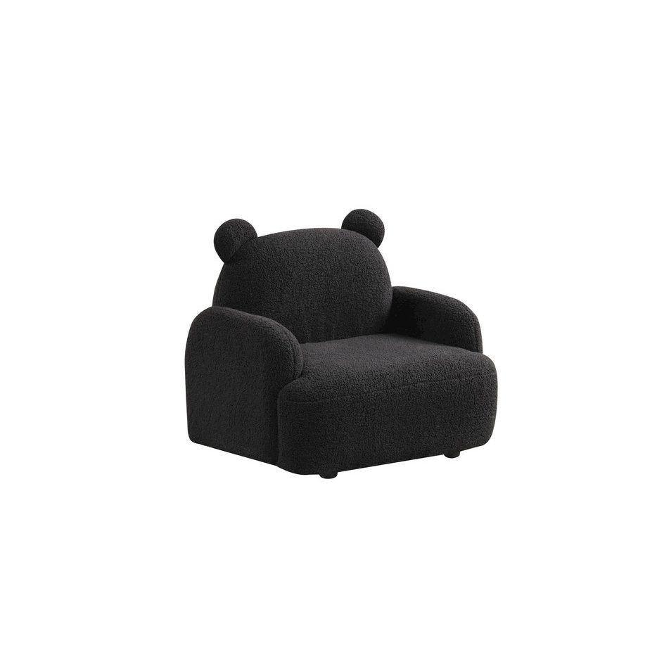 Raelynn 25.5''W Black Sherpa Bear-Shaped Kids Armchair - Lilola Home