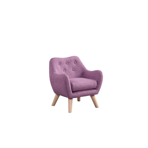 Fenix 19.5''W Pink Linen Kids Chair with Button Tufted Back and Wooden Legs - Lilola Home