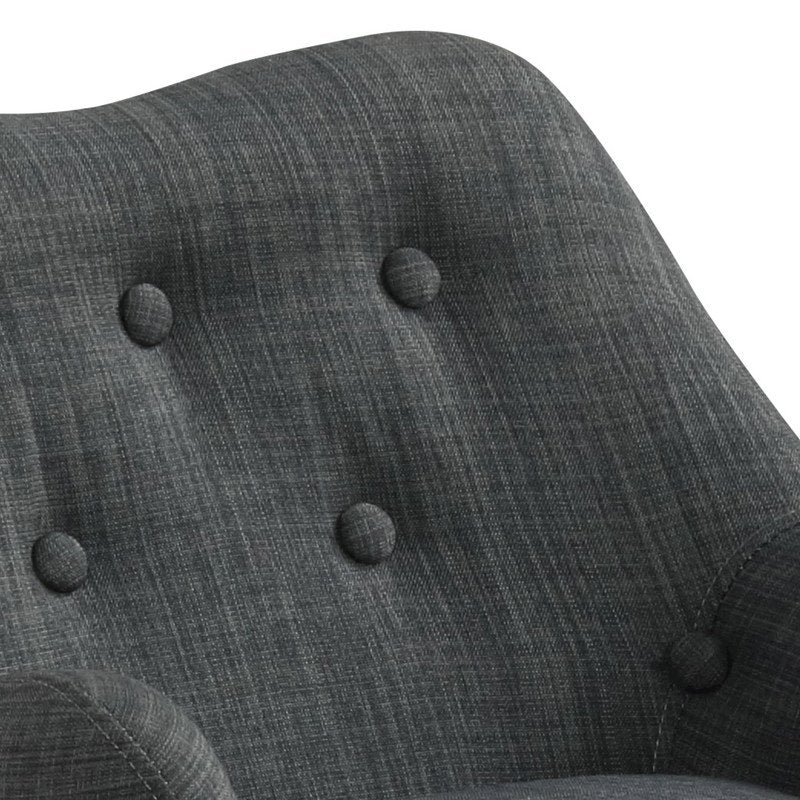 Fenix 19.5''W Gray Linen Kids Chair with Button Tufted Back and Wooden Legs - Lilola Home