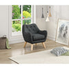 Fenix 19.5''W Gray Linen Kids Chair with Button Tufted Back and Wooden Legs - Lilola Home