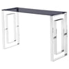 Best Master Mallory Stainless Steel and Smoked Glass Console Table in Silver - Best Master Furniture
