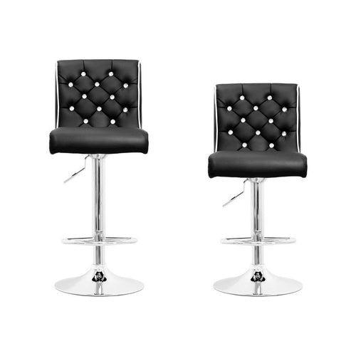Best Master Swivel Bar Stool With Crystal and Tufted Look in Black (Set of 2) - Best Master Furniture