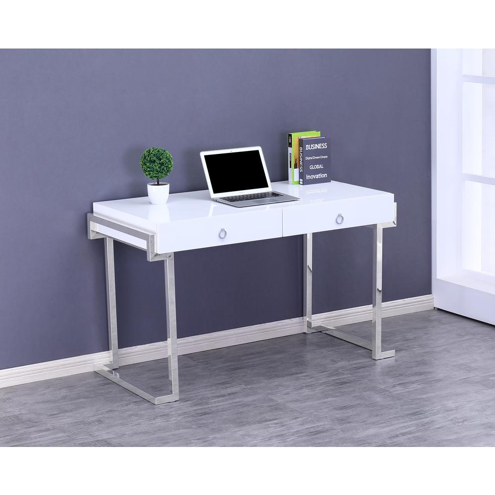 Best Master Juneau Modern 2-Drawer Engineered Wood Computer Desk in Silver - Best Master Furniture