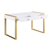 Erato White with Gold Legs Computer Desk - Best Master Furniture