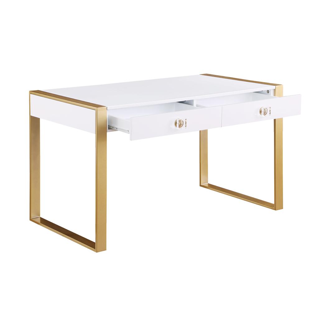 Erato White with Gold Legs Computer Desk - Best Master Furniture