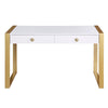 Erato White with Gold Legs Computer Desk - Best Master Furniture