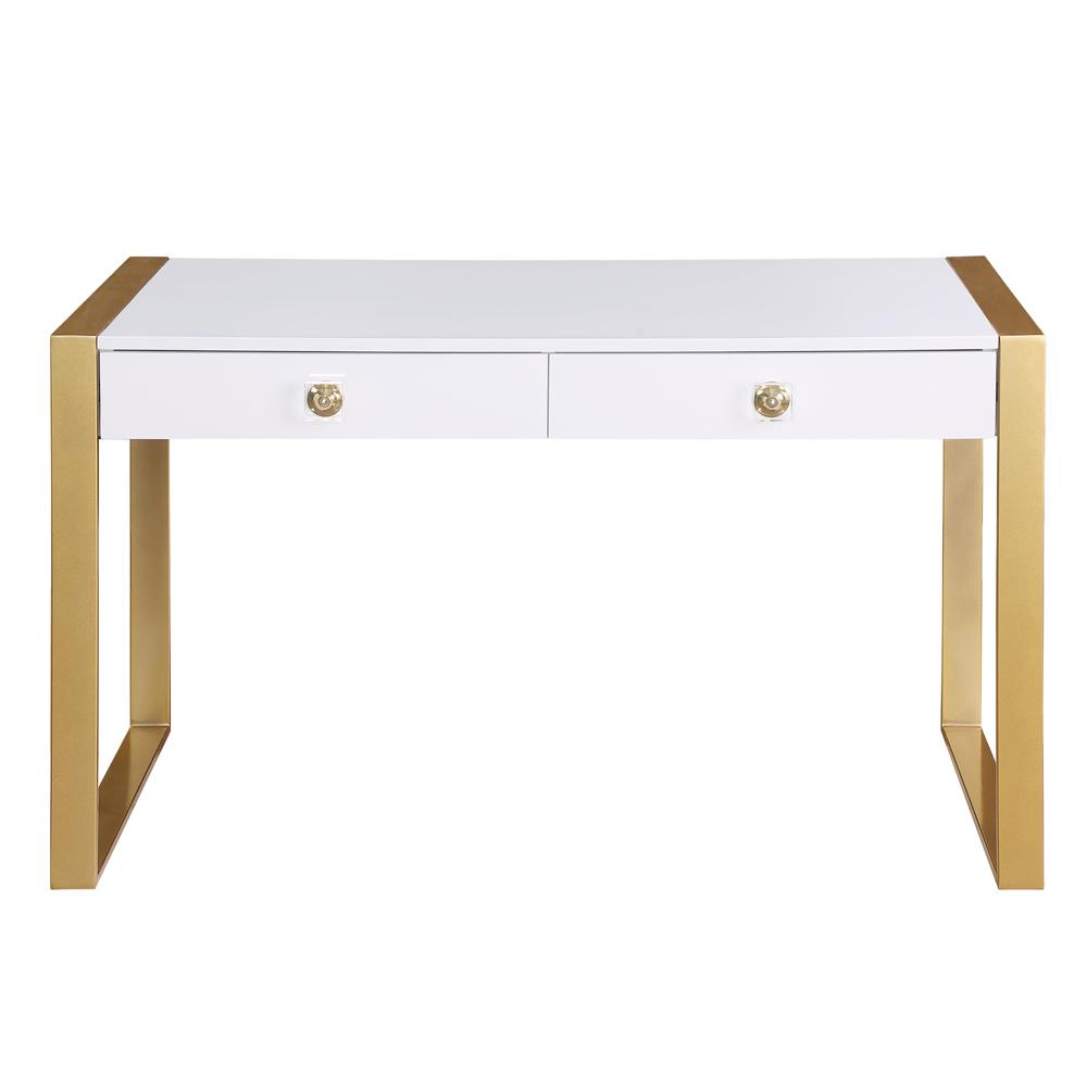 Erato White with Gold Legs Computer Desk - Best Master Furniture