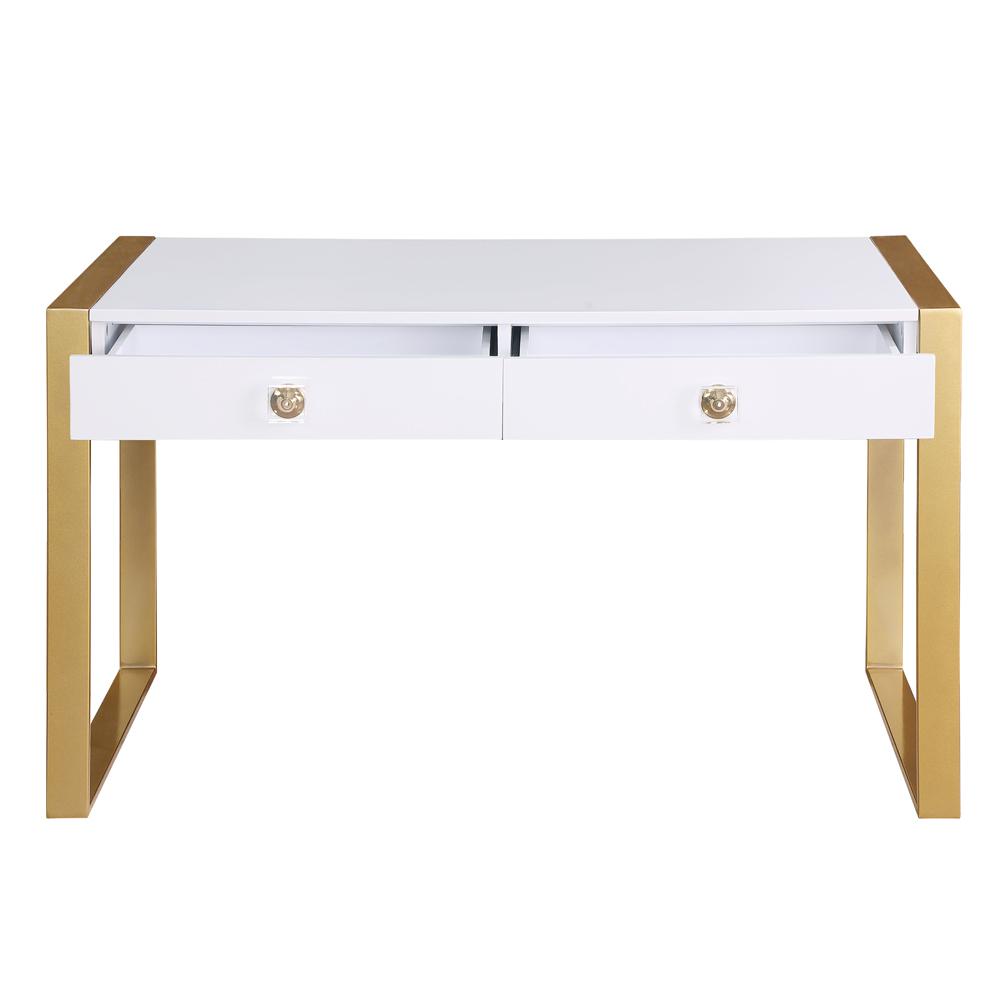 Erato White with Gold Legs Computer Desk - Best Master Furniture