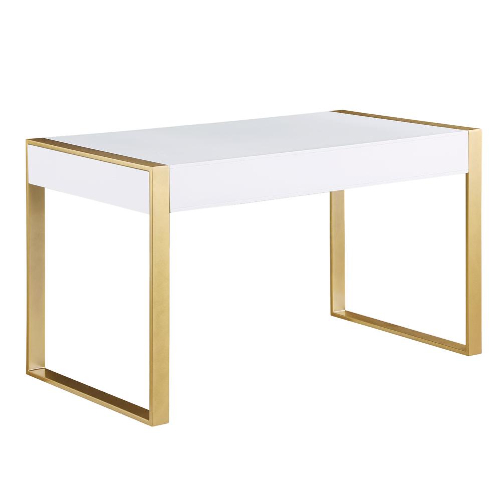 Erato White with Gold Legs Computer Desk - Best Master Furniture