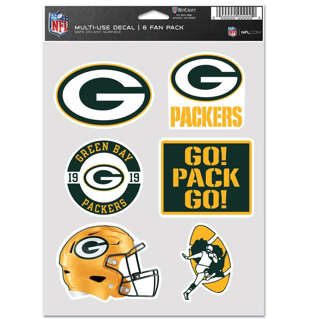 Green Bay Packers Decal Multi Use Fan 6 Pack - Wincraft