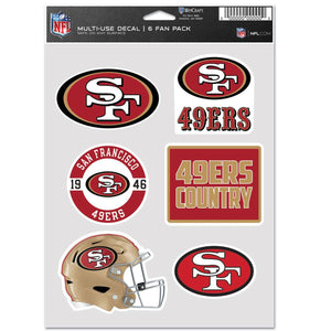 San Francisco 49ers Decal Multi Use Fan 6 Pack - WinCraft
