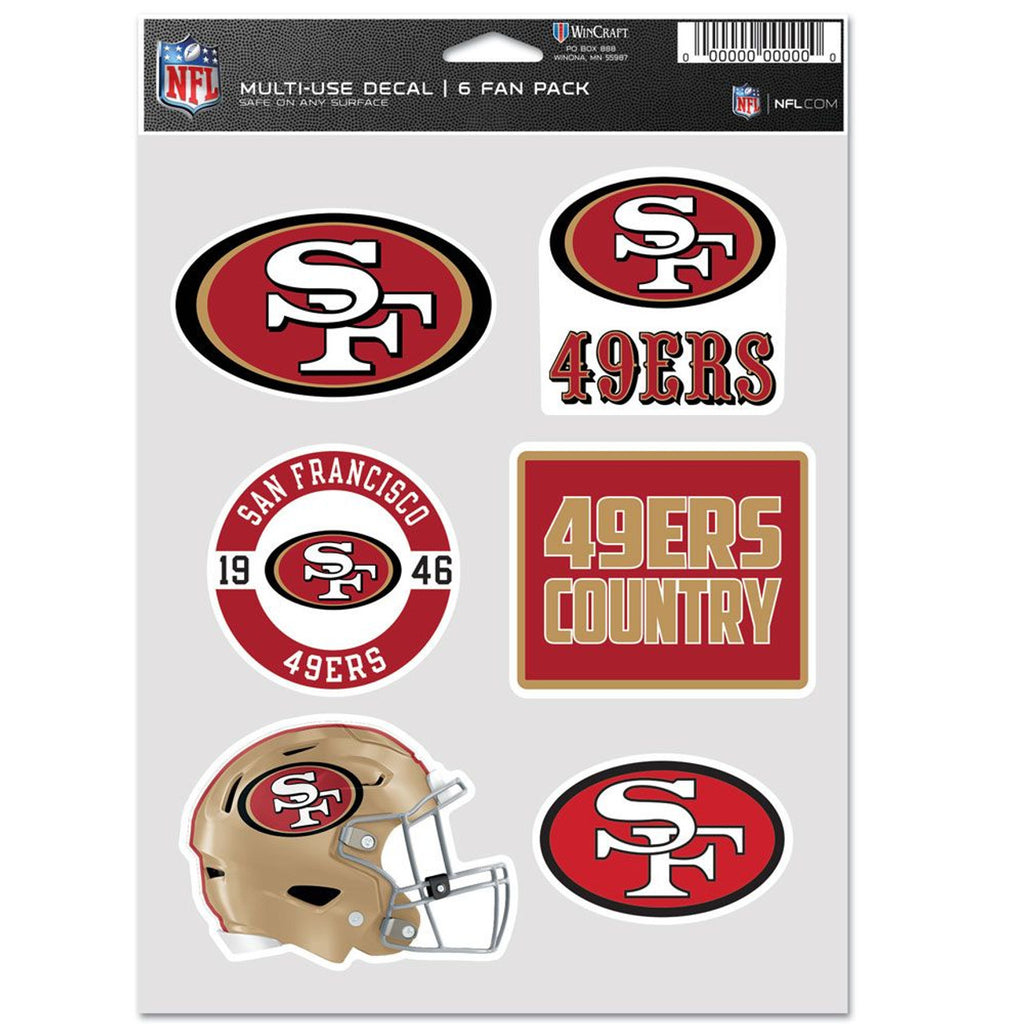 San Francisco 49ers Decal Multi Use Fan 6 Pack - WinCraft