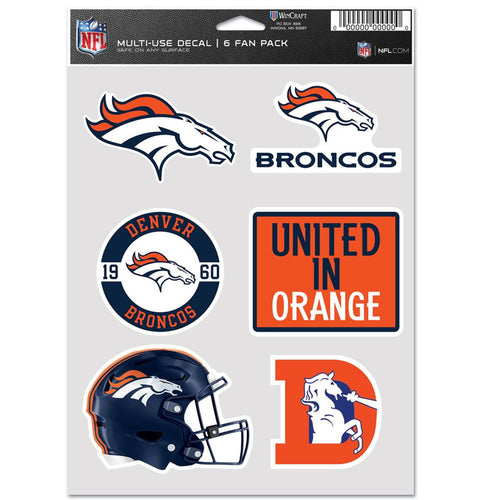 Denver Broncos Decal Multi Use Fan 6 Pack - WinCraft