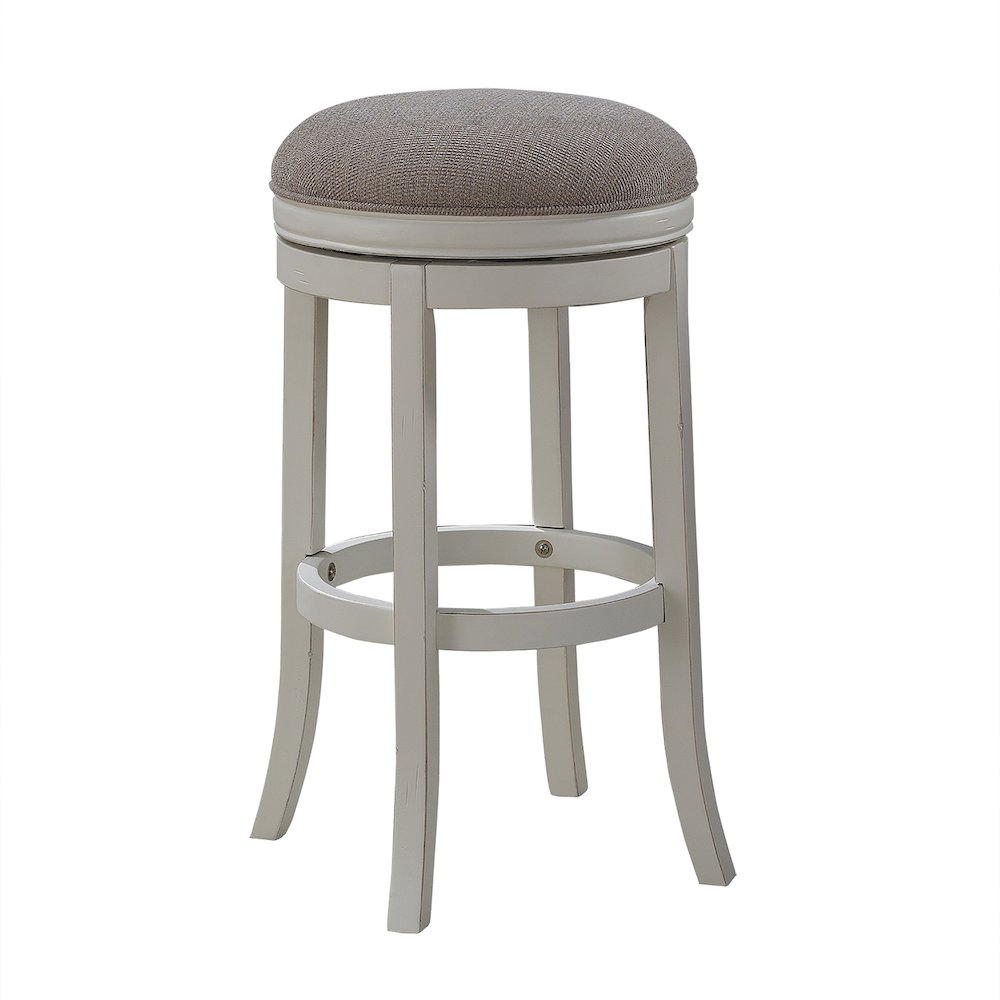 Aversa 34'' Backless Swivel Stool - Distressed Antique White - American Woodcrafters