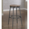 Stockton 25'' Backless Metal Swivel Stool - Slate Grey - Golden Oak Seat - American Woodcrafters