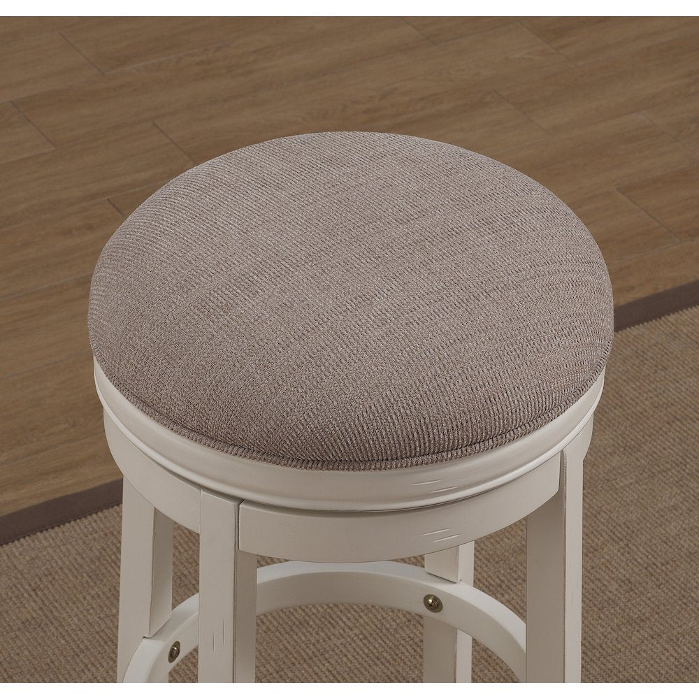 Aversa 30'' Backless Swivel Stool - Distressed Antique White - American Woodcrafters