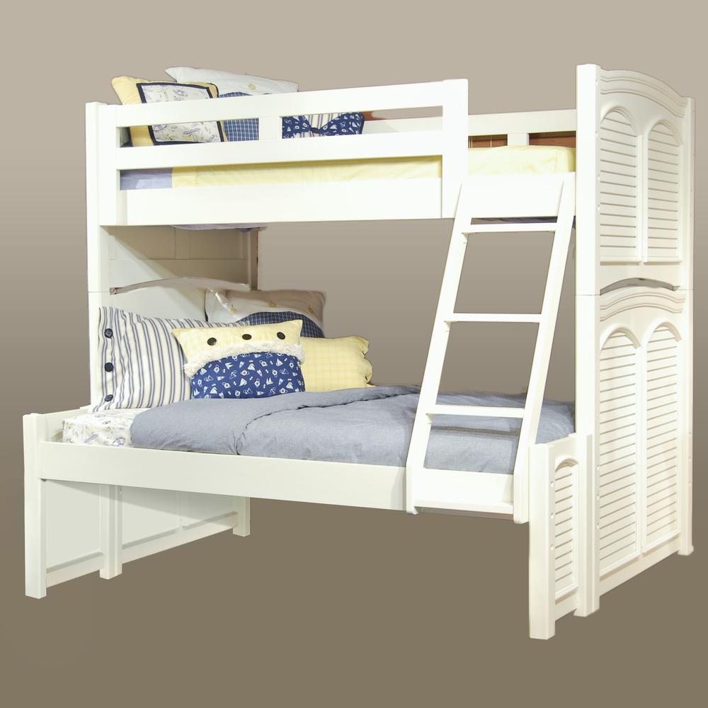 Twin Over Full 3/3 over 4/6 Bunkbed - without trundle - White Cottage - American Woodcrafters