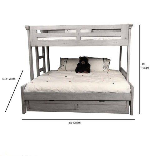 Stonebrook Twin Over Full 3/3 Over 4/6 Bunkbed - Light Distressed Antique Gray - American Woodcrafters