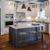 Stockton 30'' Backless Metal Swivel Stool - Slate Grey - Grey Oak Seat - American Woodcrafters