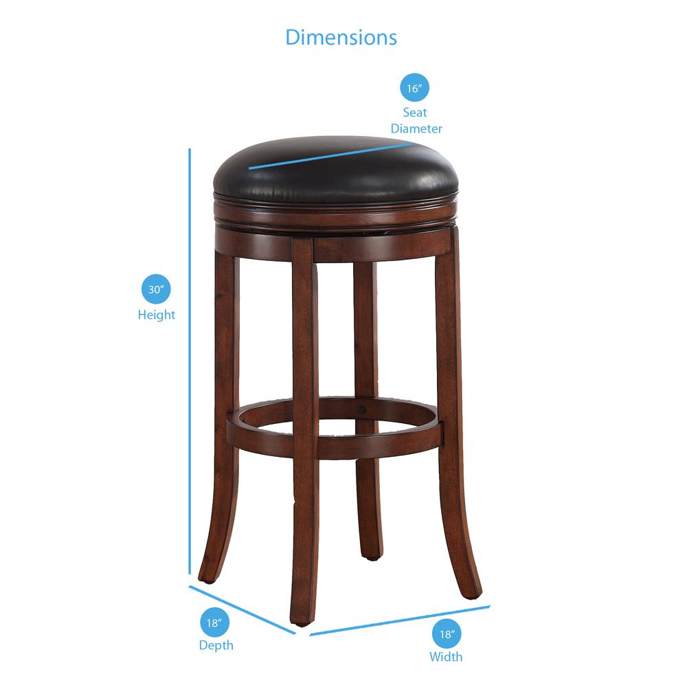 Stella 30'' Backless Swivel Stool - Medium Walnut - American Woodcrafters