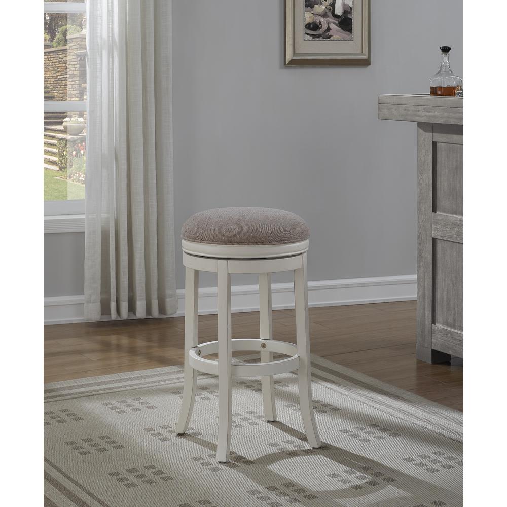 Aversa 26'' Backless Swivel Stool - Distressed Antique White - American Woodcrafters