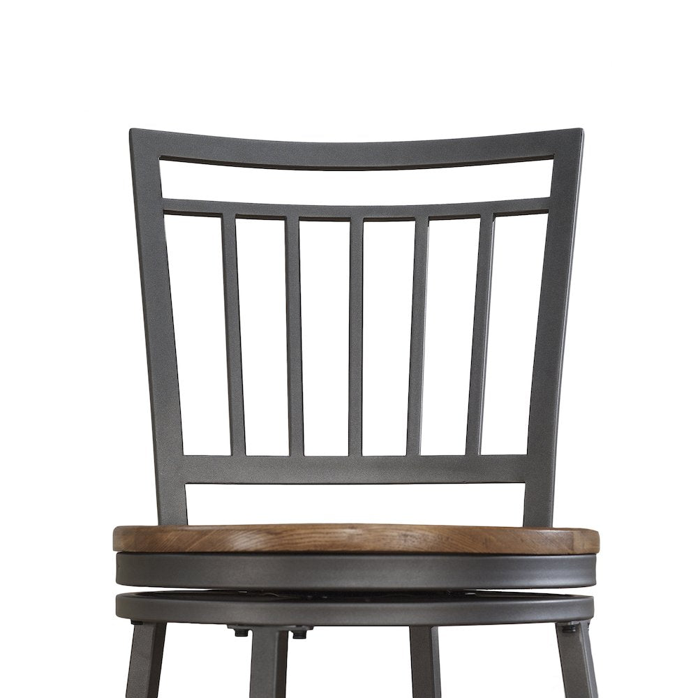 Stockton 30'' Metal Swivel Stool - Slate Grey - Golden Oak Seat - American Woodcrafters