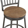 Stockton 25'' Metal Swivel Stool - Slate Grey - Golden Oak Seat - American Woodcrafters