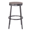 Stockton 30'' Backless Metal Swivel Stool - Slate Grey - Grey Oak Seat - American Woodcrafters