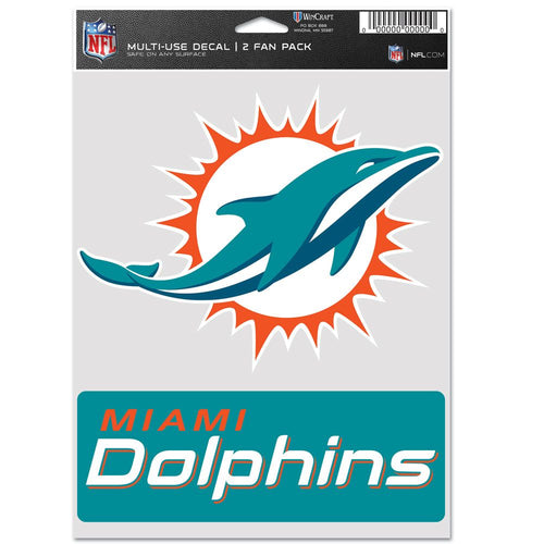 Miami Dolphins Decal Multi Use Fan 2 Pack - WinCraft