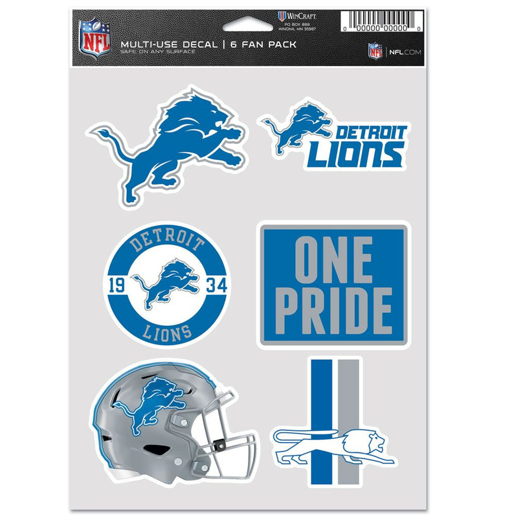 Detroit Lions Decal Multi Use Fan 6 Pack - Wincraft