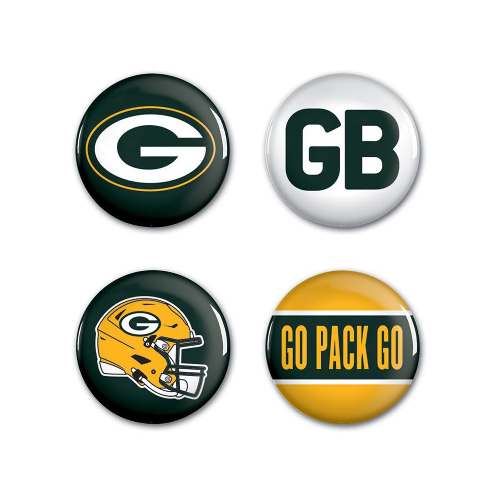 Green Bay Packers Buttons 4 Pack - WinCraft