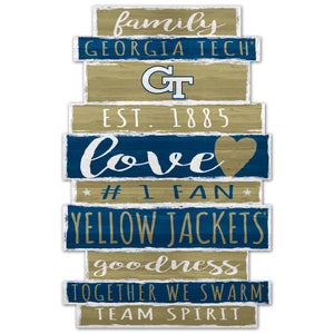 Georgia Tech Yellow Jackets Sign 11x17 Wood Family Word Design - WinCraft