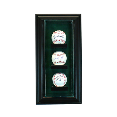 3 Cabinet Vertical Baseball Display Case with Black Moulding