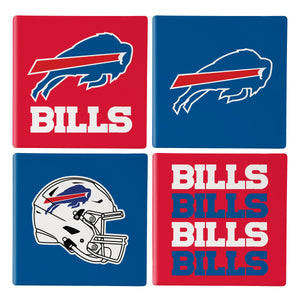 Buffalo Bills Coaster Set 4 Piece with Wood Caddy - Evergreen Enterprises