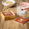 Texas Longhorns Coaster Set 4 Piece with Wood Caddy - Evergreen Enterprises