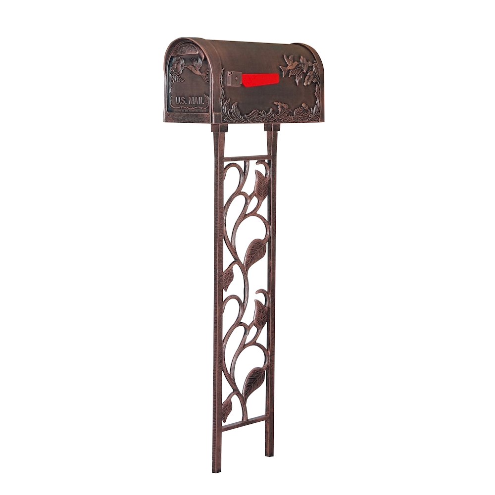 Hummingbird Curbside Mailbox with Floral Mailbox Post - Special Lite Products