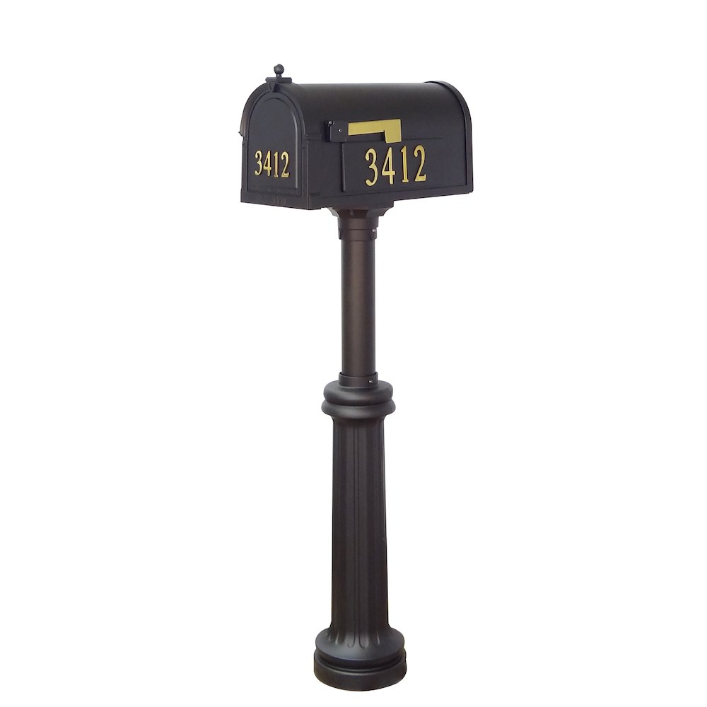 Curbside Mailbox with Front and Side Address Numbers and Bradford Mailbox Post - Special Lite Products