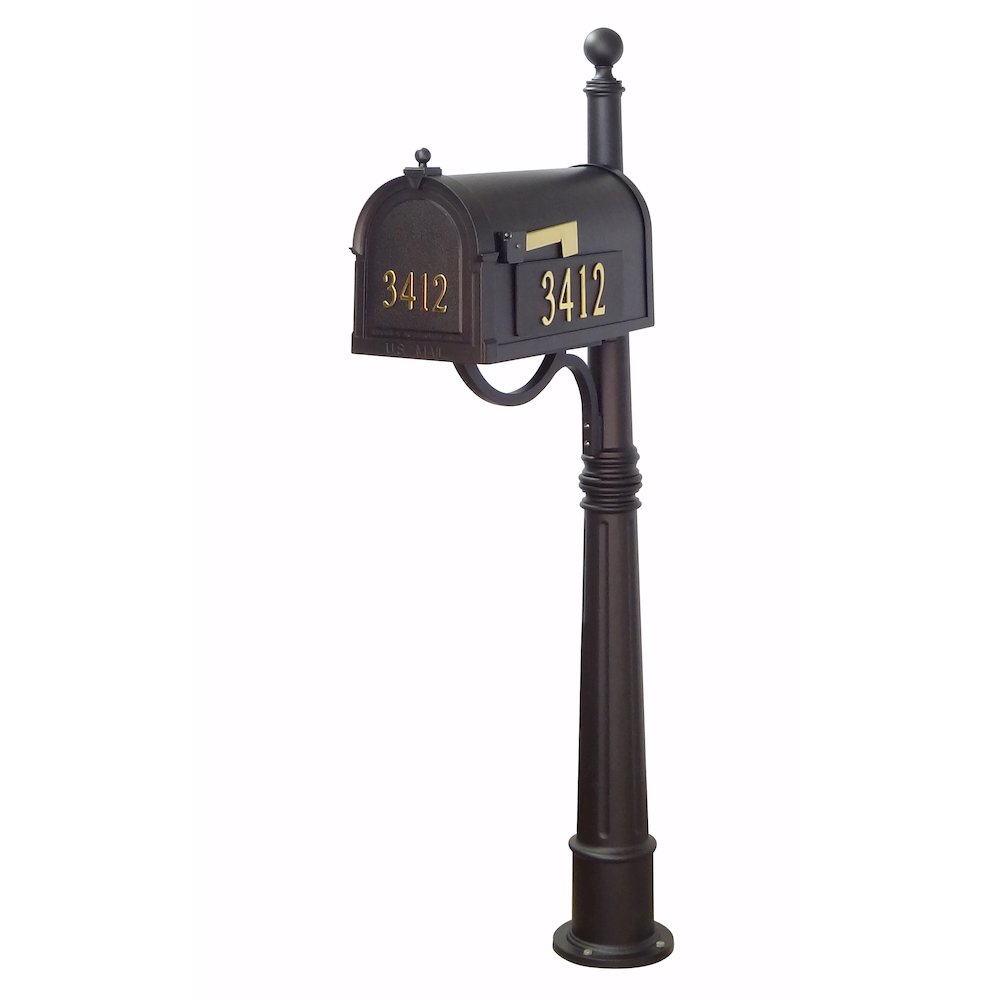 Curbside Mailbox with Front and Side Address Numbers and Ashland Mailbox Post - Special Lite Products