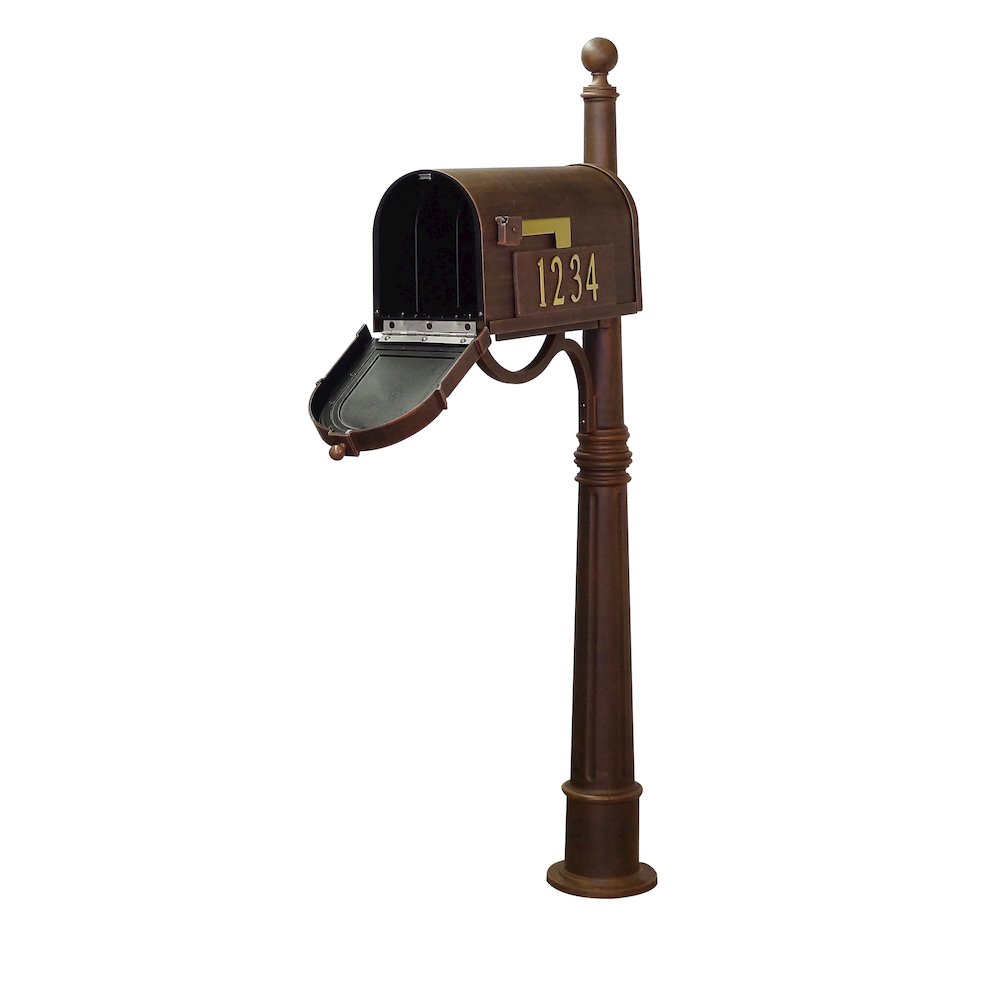 Curbside Mailbox with Front and Side Address Numbers and Ashland Mailbox Post - Special Lite Products