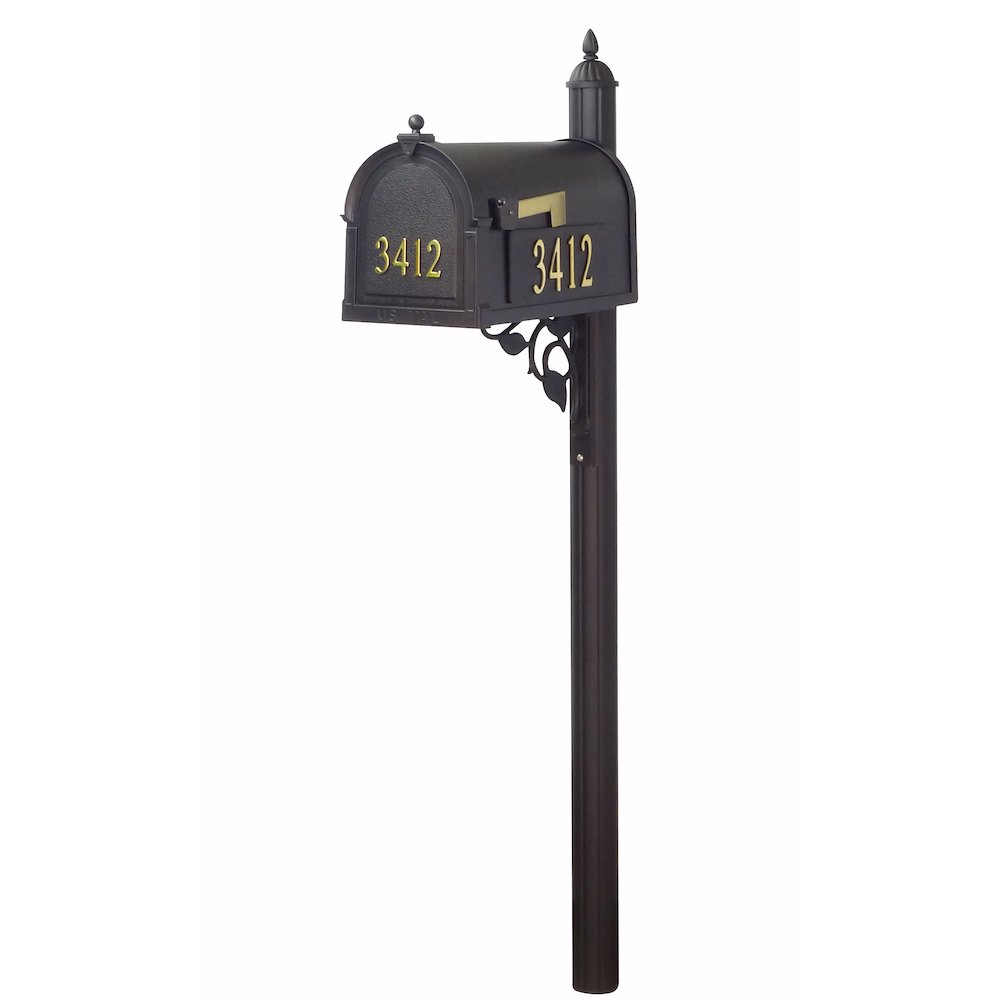 Curbside Mailbox with Front and Side Address Numbers and Albion Mailbox Post - Special Lite Products