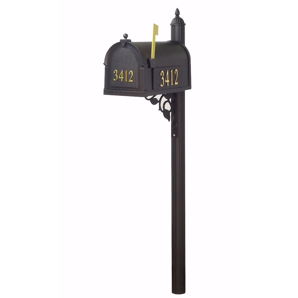 Curbside Mailbox with Front and Side Address Numbers and Albion Mailbox Post - Special Lite Products