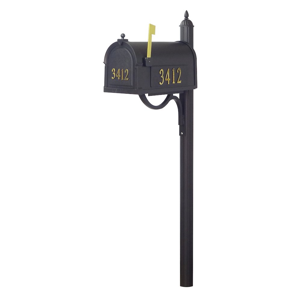 Curbside Mailbox with Front and Side Address Numbers and Richland Mailbox Post - Special Lite Products