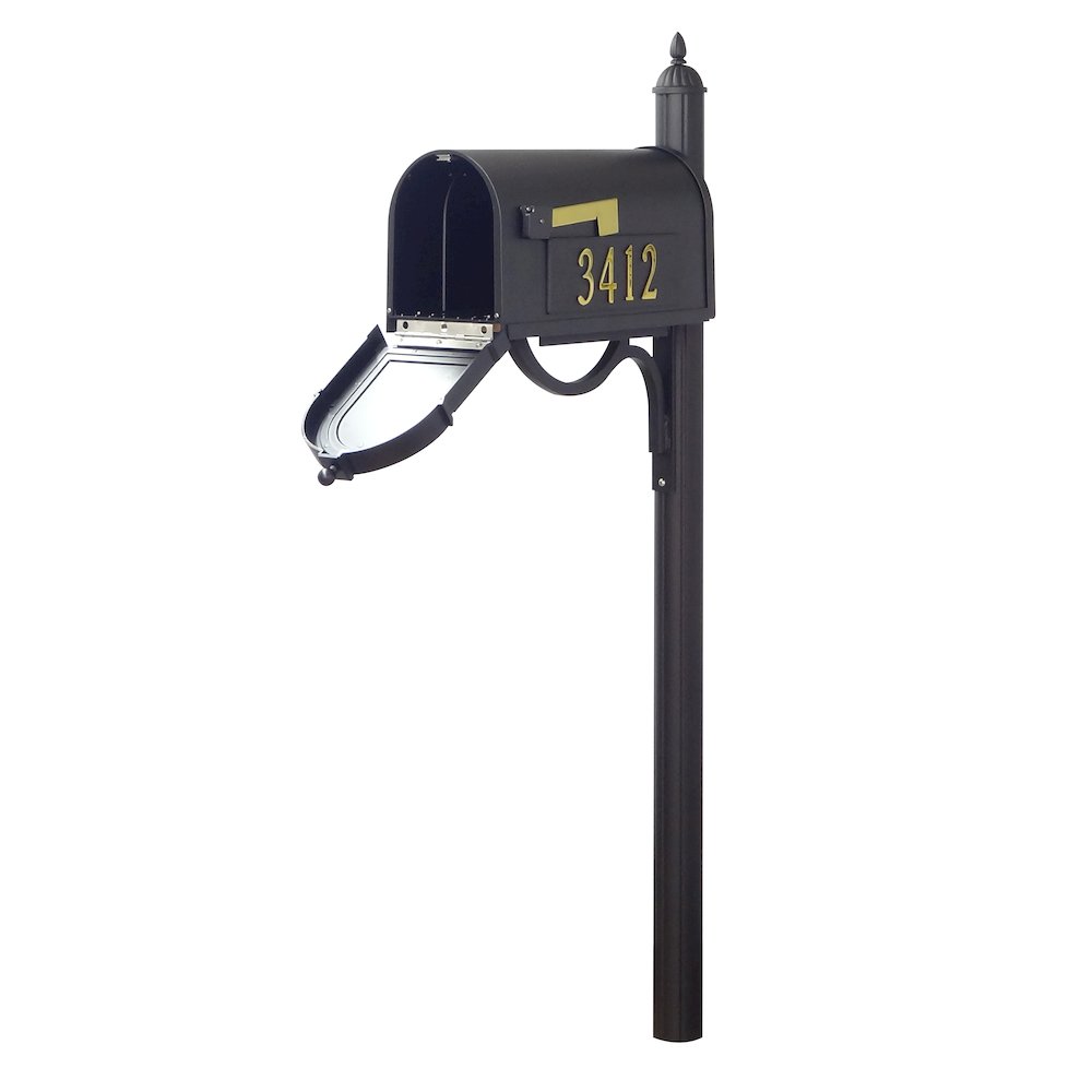 Curbside Mailbox with Front and Side Address Numbers and Richland Mailbox Post - Special Lite Products