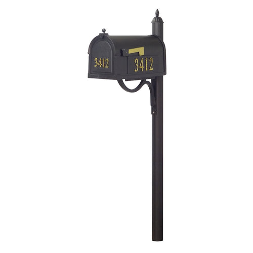 Curbside Mailbox with Front and Side Address Numbers and Richland Mailbox Post - Special Lite Products